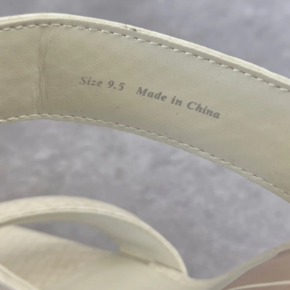 Dolce Vita Atlas Strappy City Sandals Ivory Embossed Snakeskin Block Heel 9.5